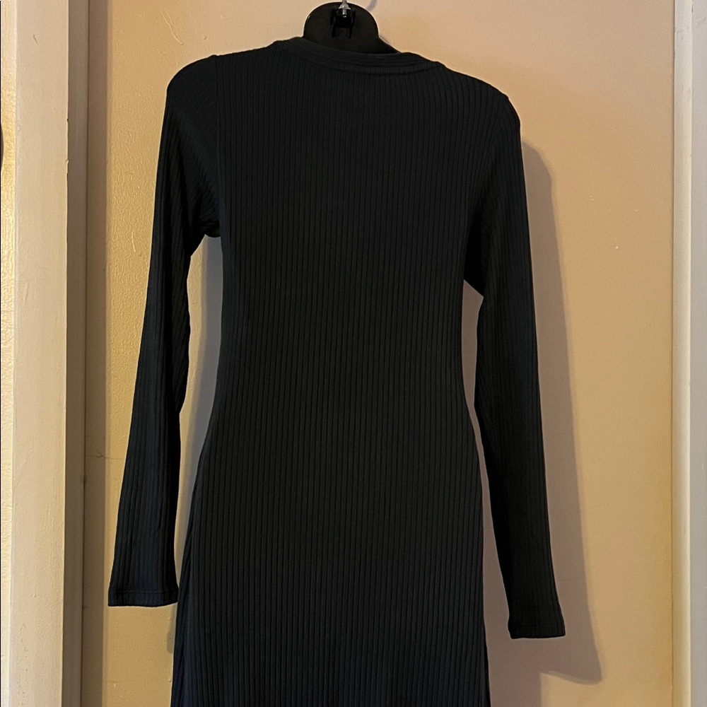 American Eagle Outfitters Charcoal/Black Long Sleeve Long Duster Cardigan - Picture 3 of 9